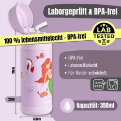 Bearfoot B�rne Termo Drikkedunk - Rustfri St�l - 350 ml - Lyser�d Havfrue