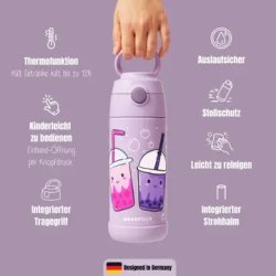 Bearfoot B�rne Termo Drikkedunk - Rustfri St�l - 350 ml - Lyser�d Bubble Tea