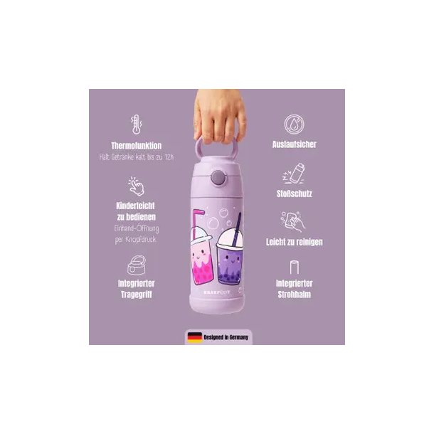 Bearfoot B�rne Termo Drikkedunk - Rustfri St�l - 350 ml - Lyser�d Bubble Tea