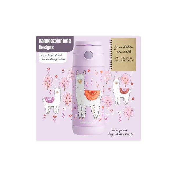 Bearfoot B�rne Termo Drikkedunk - Rustfri St�l - 350 ml - Lyser�d Lama