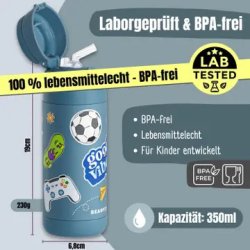 Bearfoot B�rne Termo Drikkedunk - Rustfri St�l - 350 ml - Bl� Klisterm�rker 