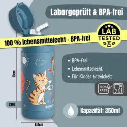Bearfoot B�rne Termo Drikkedunk - Rustfri St�l - 350 ml - Bl� Hund og Kat 