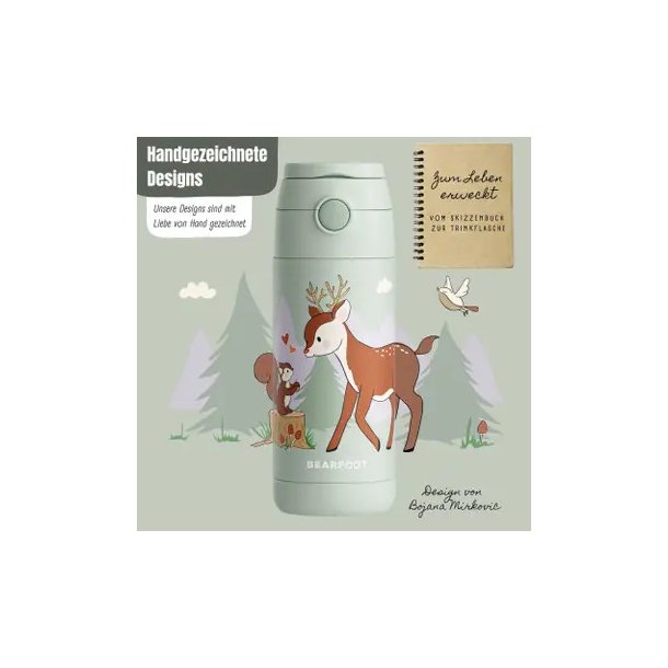 Bearfoot B�rne Termo Drikkedunk - Rustfri St�l - 350 ml - Salvie R�dyr 