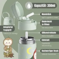 Bearfoot B�rne Termo Drikkedunk - Rustfri St�l - 350 ml - Salvie Ugle