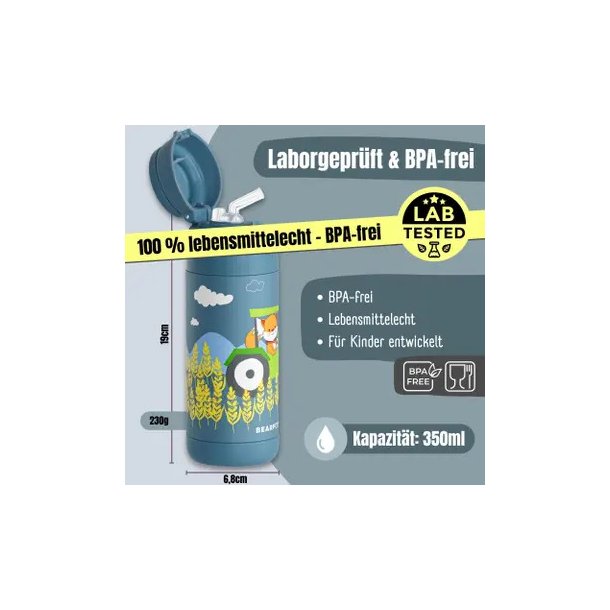 Bearfoot B�rne Termo Drikkedunk - Rustfri St�l - 350 ml - Bl� Traktor