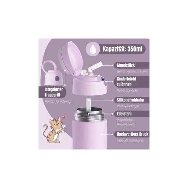 Bearfoot B�rne Termo Drikkedunk - Rustfri St�l - 350 ml - Lyser�d