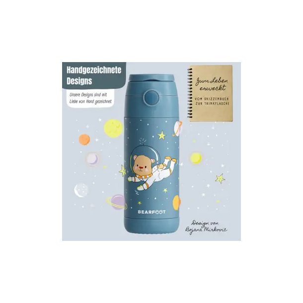 Bearfoot B�rne Termo Drikkedunk - Rustfri St�l - 350 ml - Bl� Bj�rn I Rummet 