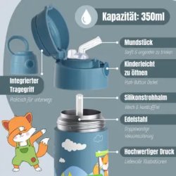 Bearfoot B�rne Termo Drikkedunk - Rustfri St�l - 350 ml - Bl� Traktor