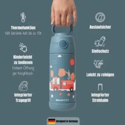Bearfoot B�rne Termo Drikkedunk - Rustfri St�l - 350 ml - Brandbil og Kaniner