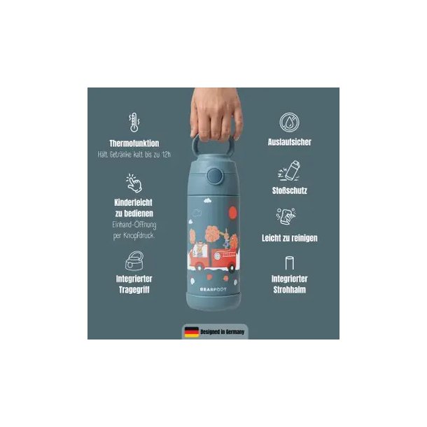 Bearfoot B�rne Termo Drikkedunk - Rustfri St�l - 350 ml - Brandbil og Kaniner