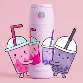 Bearfoot B�rne Termo Drikkedunk - Rustfri St�l - 350 ml - Lyser�d Bubble Tea