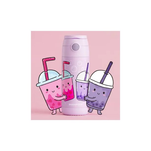 Bearfoot B�rne Termo Drikkedunk - Rustfri St�l - 350 ml - Lyser�d Bubble Tea