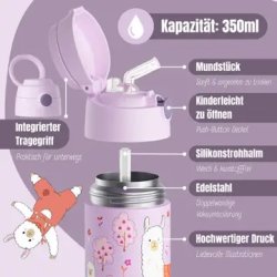 Bearfoot B�rne Termo Drikkedunk - Rustfri St�l - 350 ml - Lyser�d Lama