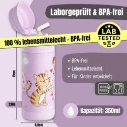 Bearfoot B�rne Termo Drikkedunk - Rustfri St�l - 350 ml - Lyser�d Hund og Kat 