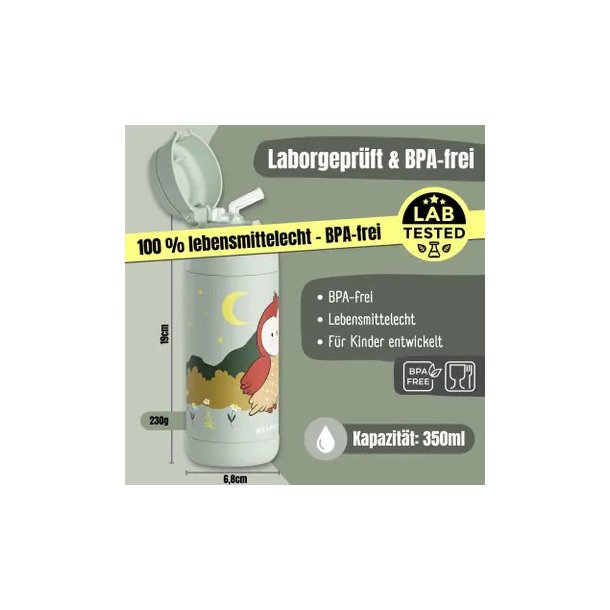 Bearfoot B�rne Termo Drikkedunk - Rustfri St�l - 350 ml - Salvie Ugle