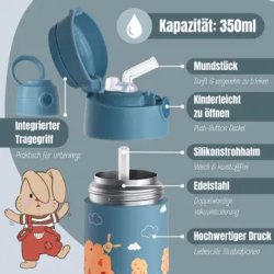 Bearfoot B�rne Termo Drikkedunk - Rustfri St�l - 350 ml - Brandbil og Kaniner