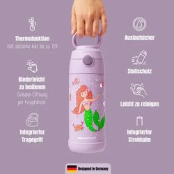Bearfoot B�rne Termo Drikkedunk - Rustfri St�l - 350 ml - Lyser�d Havfrue