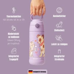 Bearfoot B�rne Termo Drikkedunk - Rustfri St�l - 350 ml - Lyser�d Hund og Kat 