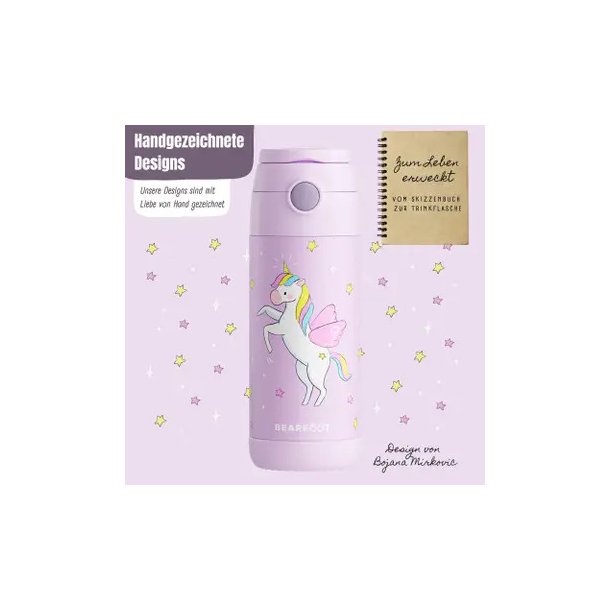 Bearfoot B�rne Termo Drikkedunk - Rustfri St�l - 350 ml - Lyser�d Enhj�rning 