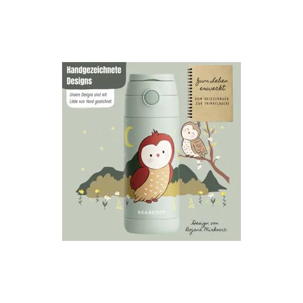 Bearfoot B�rne Termo Drikkedunk - Rustfri St�l - 350 ml - Salvie Ugle