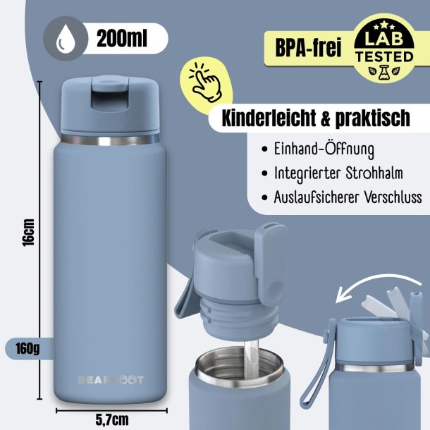 Bearfoot Tiny - Termo Drikkedunk - 200 ml - Bl� 