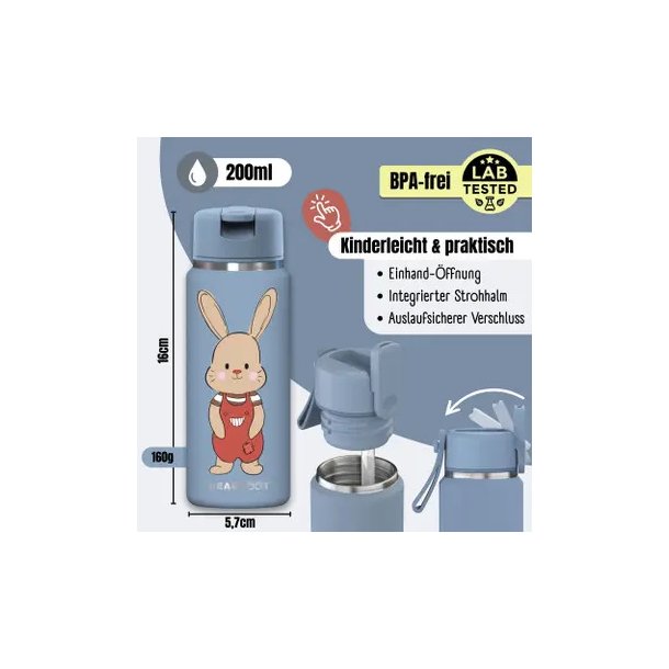 Bearfoot Tiny - Termo Drikkedunk - 200 ml - Bl� Kanin