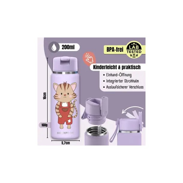 Bearfoot Tiny - Termo Drikkedunk - 200 ml - Lyser�d Kat