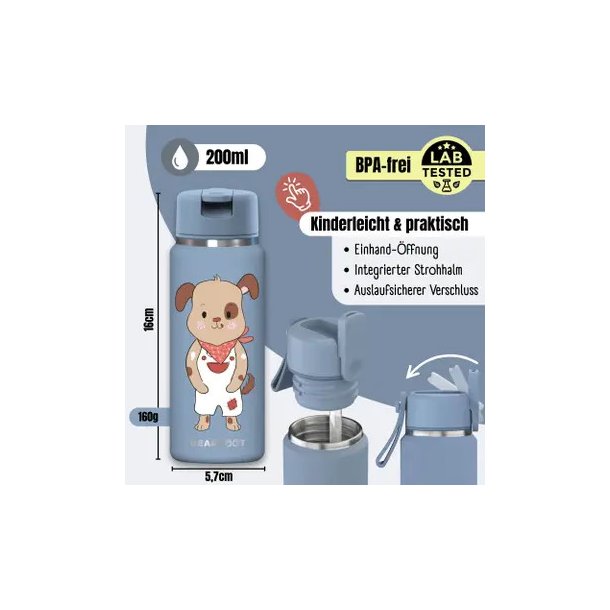 Bearfoot Tiny - Termo Drikkedunk - 200 ml - Bl� Hund