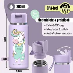 Bearfoot Tiny - Termo Drikkedunk - 200 ml - Lyser�d Enhj�rning 