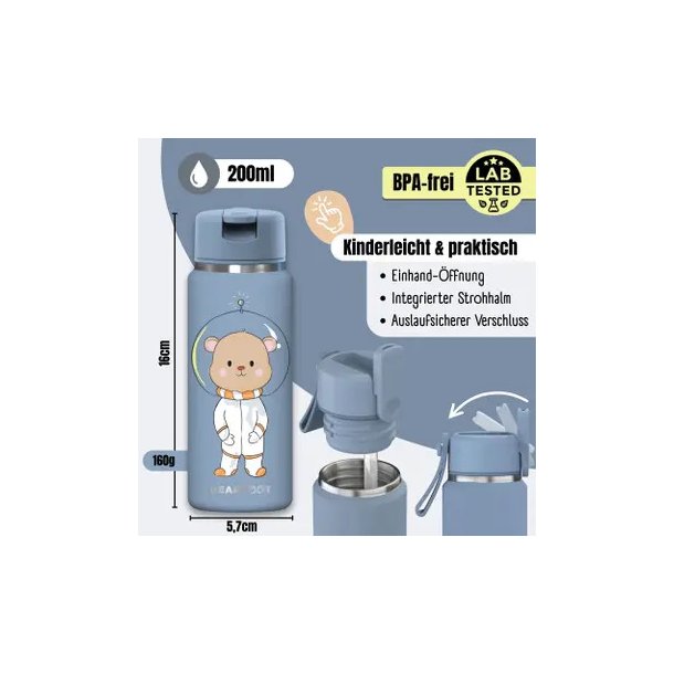 Bearfoot Tiny - Termo Drikkedunk - 200 ml - Bl� Bj�rn i rummet 