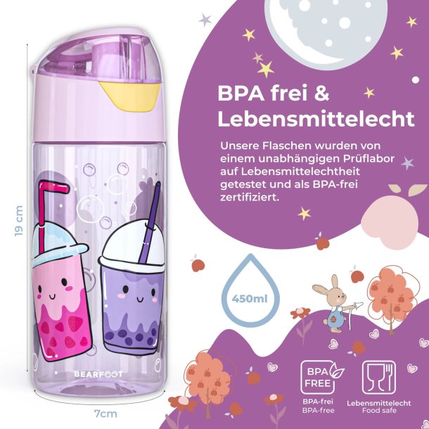 Bearfoot Drikkedunk 450 ml - Lyserd - Bubble tea 