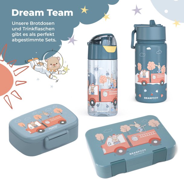 Bearfoot Termo Drikkedunk - Bl Brandbil og Kaniner - 400 ml 