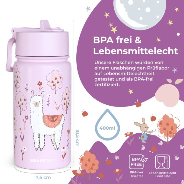 Bearfoot Termo Drikkedunk - Lyserd Lama - 400 ml 