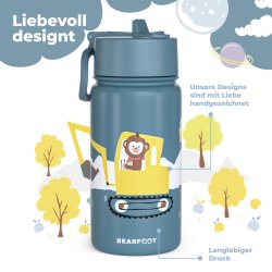 Bearfoot Termo Drikkedunk - Bl Gravmaskiner og Abe - 400 ml 