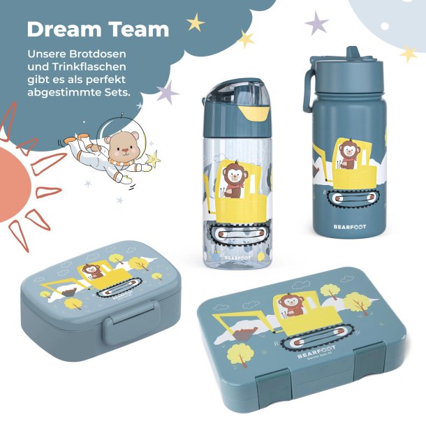 Bearfoot Termo Drikkedunk - Bl Gravmaskiner og Abe - 400 ml 