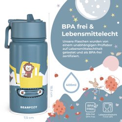 Bearfoot Termo Drikkedunk - Bl Gravmaskiner og Abe - 400 ml 