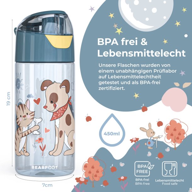 Bearfoot Drikkedunk 450 ml - Bl - Hund og Kat