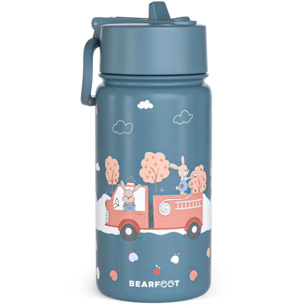 Bearfoot Termo Drikkedunk - Blå Brandbil og Kaniner - 400 ml 