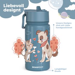  Bearfoot Termo Drikkedunk - Bl Hund og Kat - 400 ml 