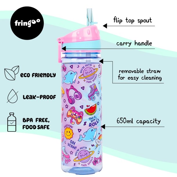  Fringoo - Drikkedunk med sugerr - Cool Girl - 650 ml