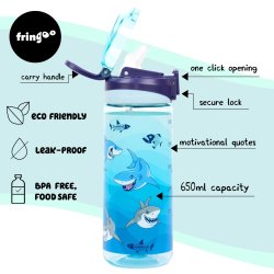 Fringoo - Drikkedunk med sugerr - Hajer - 650 ml