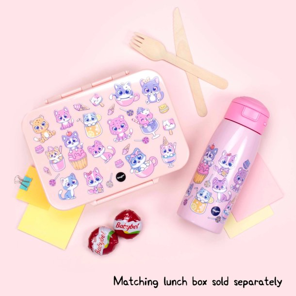 Fringoo - Drikkedunk rustfrit stål - Katte og Slik - 350 ml 