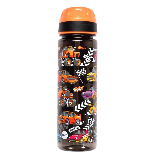 Fringoo - Drikkedunk med sugerr - Sort Racerbiler - 650 ml
