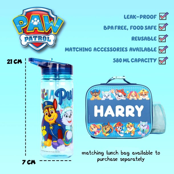 Paw Patrol - Drikkedunk - 580 ml - Bl - Chase/Everest 