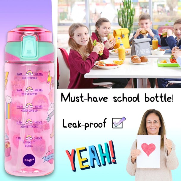 Fringoo - Drikkedunk med sugerr - Girls World - 650 ml 