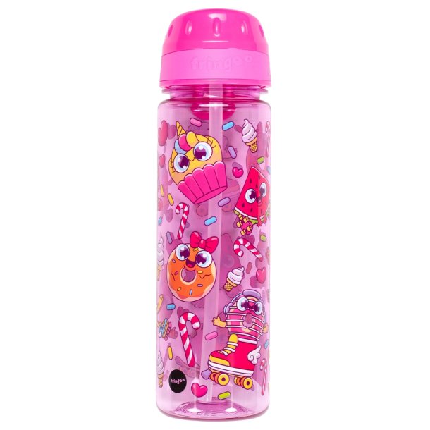 Fringoo - Drikkedunk med sugerr - Lyserd donuts - 650 ml