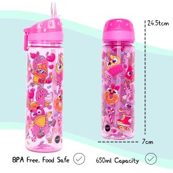 Fringoo - Drikkedunk med sugerr - Lyserd donuts - 650 ml