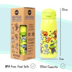 Fringoo - Drikkedunk rustfrit stl - Dino Ninja - 350 ml