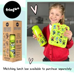 Fringoo - Drikkedunk rustfrit stl - Dino Ninja - 350 ml