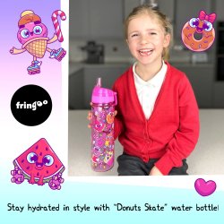 Fringoo - Drikkedunk med sugerr - Lyserd donuts - 650 ml